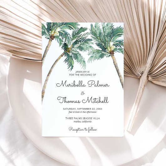 Invitation Palmes tropicales | Mariage aquarelle