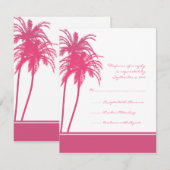 Invitation Palmes tropicales roses et blanches cha (Devant / Derrière)