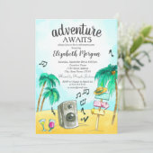 Invitation Palmier de fête de plage (Debout devant)