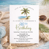 Invitation Palmier de la Plage 98e Anniversaire