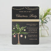 Invitation Palmier de Noël, Noir, Fête de Noël (Debout devant)