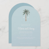 Invitation Palmier de Noël Plage Arché Monogramme de mariage (Devant / Derrière)
