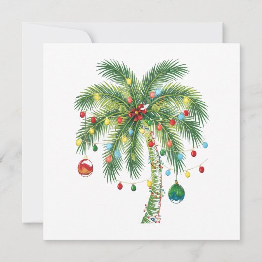 Invitation Palmier de Noël tropical avec lumières et ornam (Dos)