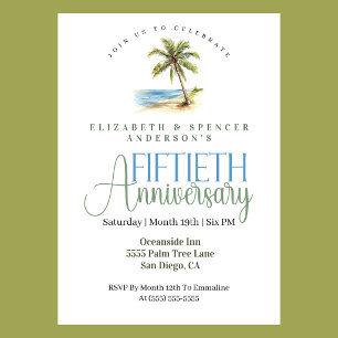 Invitation Palmier de Plage 50e Anniversaire de Mariage