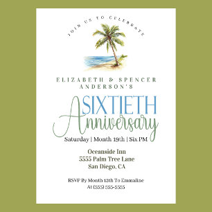 Invitation Palmier de Plage 60e Anniversaire de Mariage