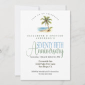 Invitation Palmier de Plage 75e Anniversaire de Mariage (Devant)