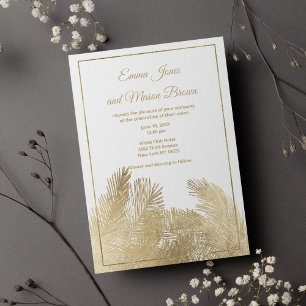 Invitation Palmier d'or blanc Mariage tropical