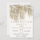Invitation Palmier d'or moderne élégante fête de graduation (Devant)