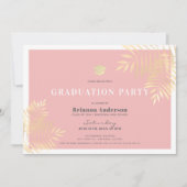 Invitation Palmier d'or rose Tropical Graduation Party (Devant)