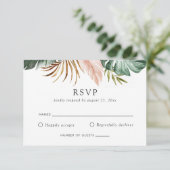 Invitation Palmier d'or tropical moderne vert fleuri RSVP (Debout devant)