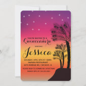 Invitation Palmier du coucher de soleil tropical Quinceañera  (Devant)