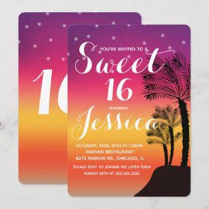 Invitation Palmier du coucher de soleil tropical Tropical Swe