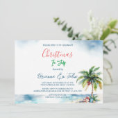 Invitation Palmier et présent Noël en juillet (Debout devant)