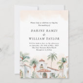 Invitation Palmier mexicain Destination Espagnol Rose (Devant)