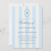 Invitation Palmier rayé Monogramme Plage classique Mariage (Devant)