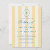 Invitation Palmier rayé Monogramme Plage classique Mariage (Devant)