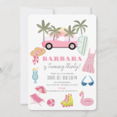 Invitation Palmier rose convertible Adulte Anniversaire (Devant)