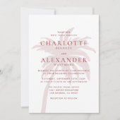 Invitation Palmier rose vierge avec Mariage de typographie ro (Devant)