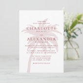 Invitation Palmier rose vierge avec Mariage de typographie ro (Debout devant)