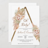 Invitation Palmier séché Feuilles Pampas Dusty Pink Orchid Oh (Devant / Derrière)