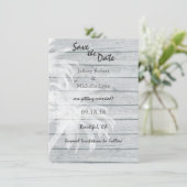 Invitation Palmier sur la plage de bois Mariage Enregistrer l (Debout devant)