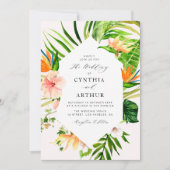 Invitation palmier tropical à fleurs feuille mariage à fleurs (Devant)