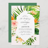 Invitation palmier tropical à fleurs feuille mariage à fleurs (Devant / Derrière)