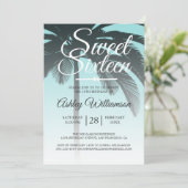 Invitation Palmier tropical bleu doux 16 16e anniversaire (Debout devant)