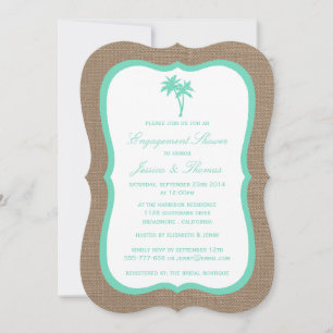 Invitation Palmier tropical Burlap Beach Fiançailles Douche