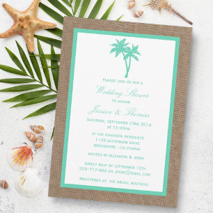 Invitation Palmier tropical Burlap Beach Mariage Douche