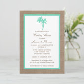 Invitation Palmier tropical Burlap Beach Mariage Douche (Debout devant)