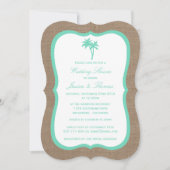 Invitation Palmier tropical Burlap Beach Mariage Douche (Devant)
