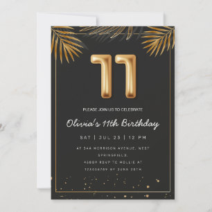 Invitation Palmier tropical d'or Feuille 11e anniversaire