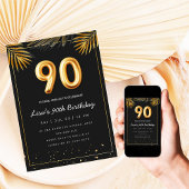 Invitation Palmier tropical d'or Feuille 90e anniversaire
