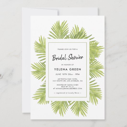 Invitation Palmier tropical Douche nuptiale (Devant)