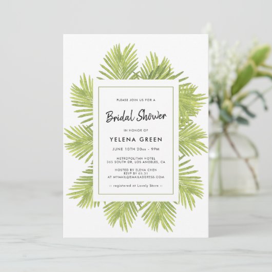 Invitation Palmier tropical Douche nuptiale (Debout devant)