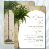 Invitation Palmier tropical Élégant Mariage or en marbre