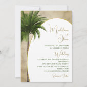 Invitation Palmier tropical Élégant Mariage or en marbre (Dos)