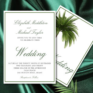 Invitation Palmier tropical Élégant Mariage vert moderne
