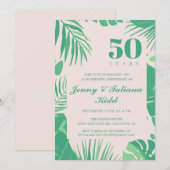 Invitation palmier tropical feuille 50e anniversaire de Maria (Devant / Derrière)