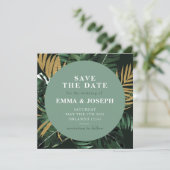 Invitation Palmier tropical feuille vert Enregistrer la date  (Debout devant)
