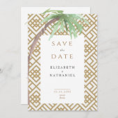 Invitation Palmier tropical Géométrique Enregistrer la date I (Devant / Derrière)