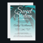 Invitation Palmier tropical Green Sweet 16 16e anniversaire<br><div class="desc">Un design moderne tropical moderne vert foncé doux invitation 16 ans avec un arrière - plan de palmier. Le vert viridien clair s'évanouit sur un arrière - plan blanc. Le texte "Sweet sixteen" en blanc est défini dans un script moderne. Elégante invitation à la fête du 16ème anniversaire pour un...</div>
