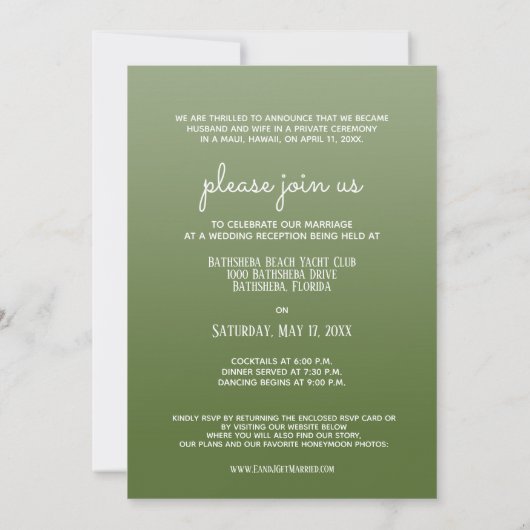 Invitation Palmier Tropical Juste Marié Plage Réception De Ma (Dos)