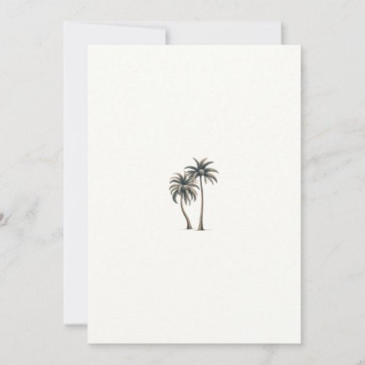 Invitation Palmier tropical Mariage côtier rustique (Dos)