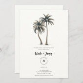 Invitation Palmier tropical Mariage côtier rustique (Devant / Derrière)