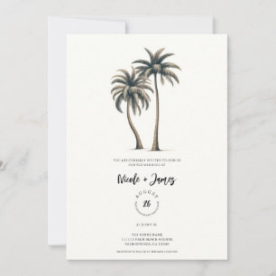 Invitation Palmier tropical Mariage côtier rustique