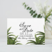 Invitation Palmier tropical Mariage vert Enregistrer la date (Debout devant)