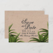 Invitation Palmier tropical Mariage vert Enregistrer la date (Devant / Derrière)