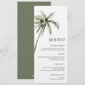 Invitation Palmier Tropical | Menu Mariage Serif Minimal (Devant / Derrière)